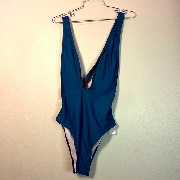 Deep Plunge One Piece Swimsuit With Open Back w long ties #366 - Picture 1 of 5